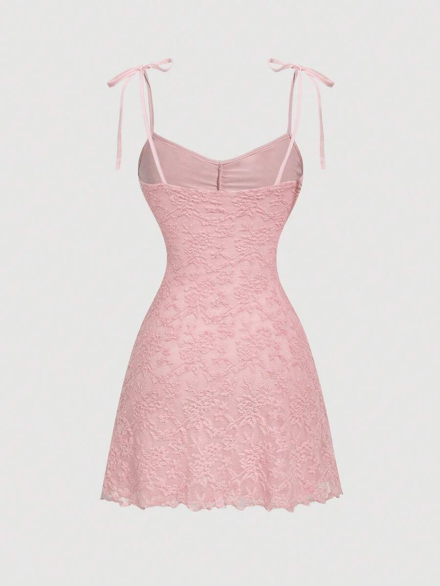 Women's Jacquard Apricot A Line Dress Ruched Bust Tie Bow Shoulder Adjustable Waist Elegant Summer Vacation Party Festival Boho Style