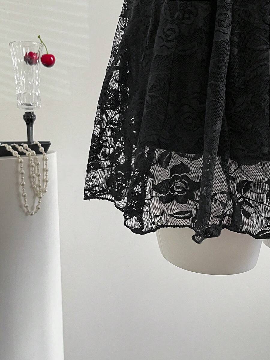Women's Summer French Style Pink Lace Mini Dress Elegant Suspender Outfit Romantic Cute Fashion Casual Holiday Clothing For Ladies
