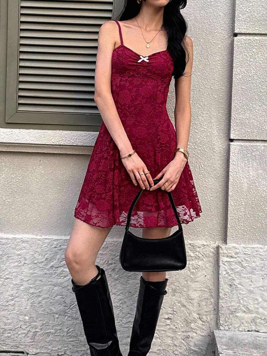 Women's Summer French Style Pink Lace Mini Dress Elegant Suspender Outfit Romantic Cute Fashion Casual Holiday Clothing For Ladies