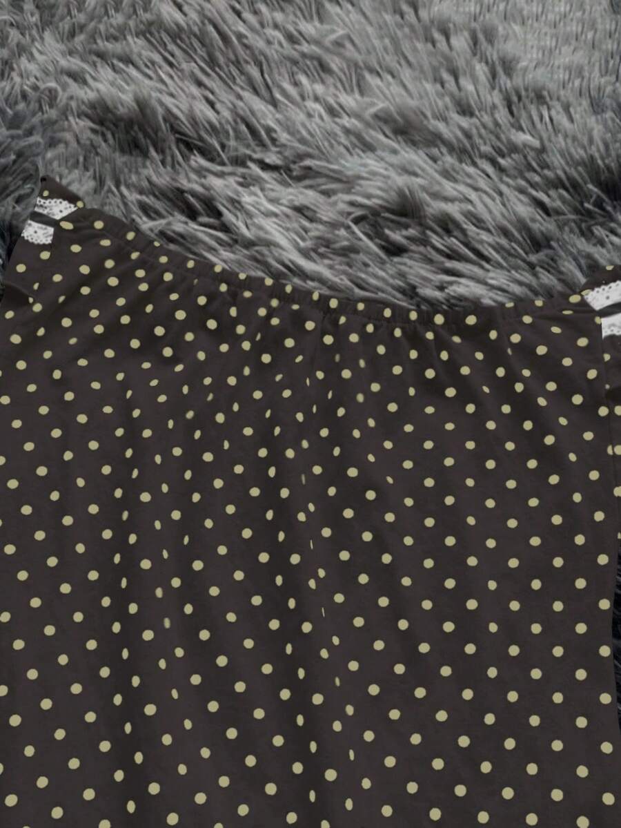 Women's Strapless Polka Dot Mini Dress With Ruffle Trim And Lace Contrast Elegant Sexy Summer Outfit For Party Date Night Holiday