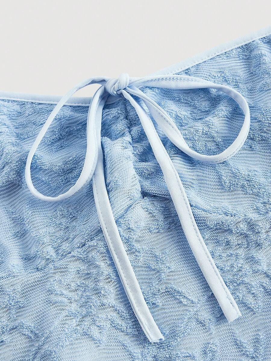 Women's Jacquard Apricot A Line Dress Ruched Bust Tie Bow Shoulder Adjustable Waist Elegant Summer Vacation Party Festival Boho Style