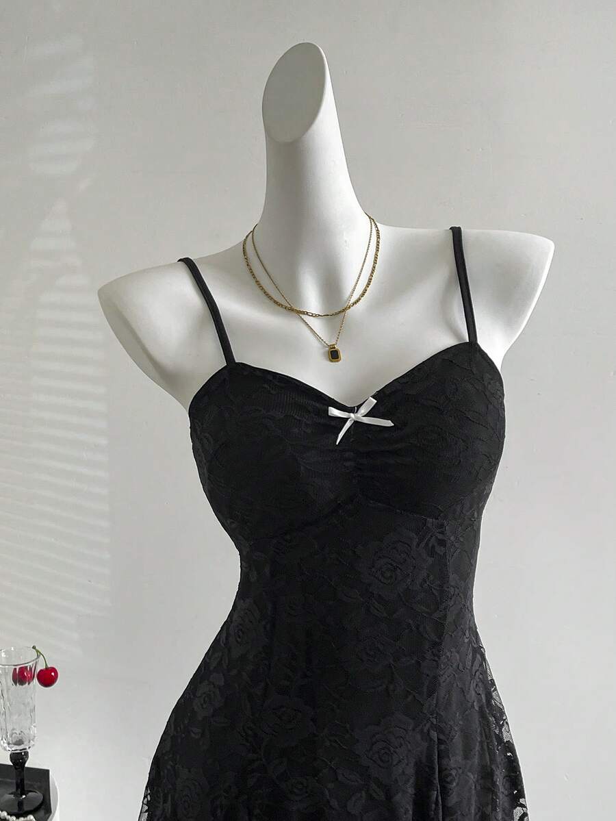 Women's Summer French Style Pink Lace Mini Dress Elegant Suspender Outfit Romantic Cute Fashion Casual Holiday Clothing For Ladies