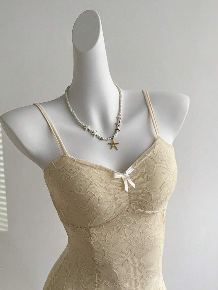 Women's Summer French Style Pink Lace Mini Dress Elegant Suspender Outfit Romantic Cute Fashion Casual Holiday Clothing For Ladies