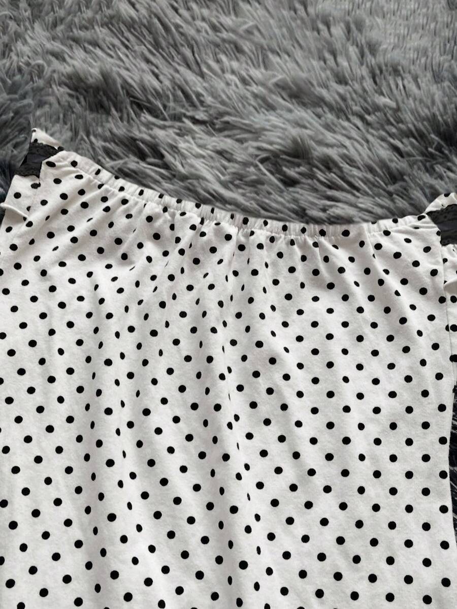 Women's Strapless Polka Dot Mini Dress With Ruffle Trim And Lace Contrast Elegant Sexy Summer Outfit For Party Date Night Holiday